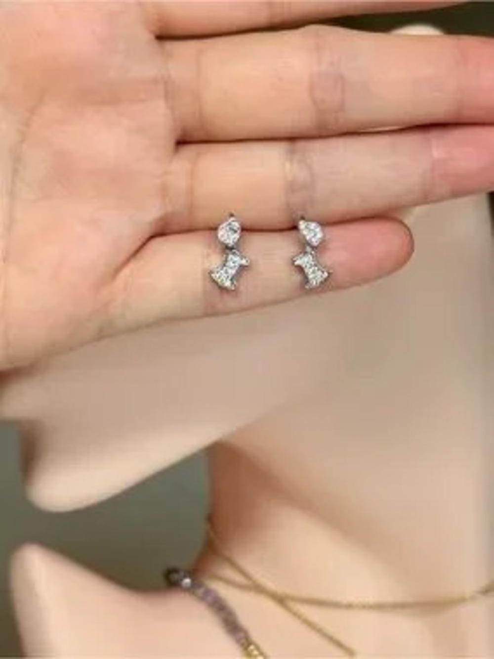 Silver Cubic Zirconia Dog Silhouette Stud Earrings